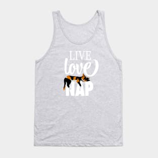 Live Love Nap Sleepy Calico Cat - Lazy Day Kitty Lover Tank Top